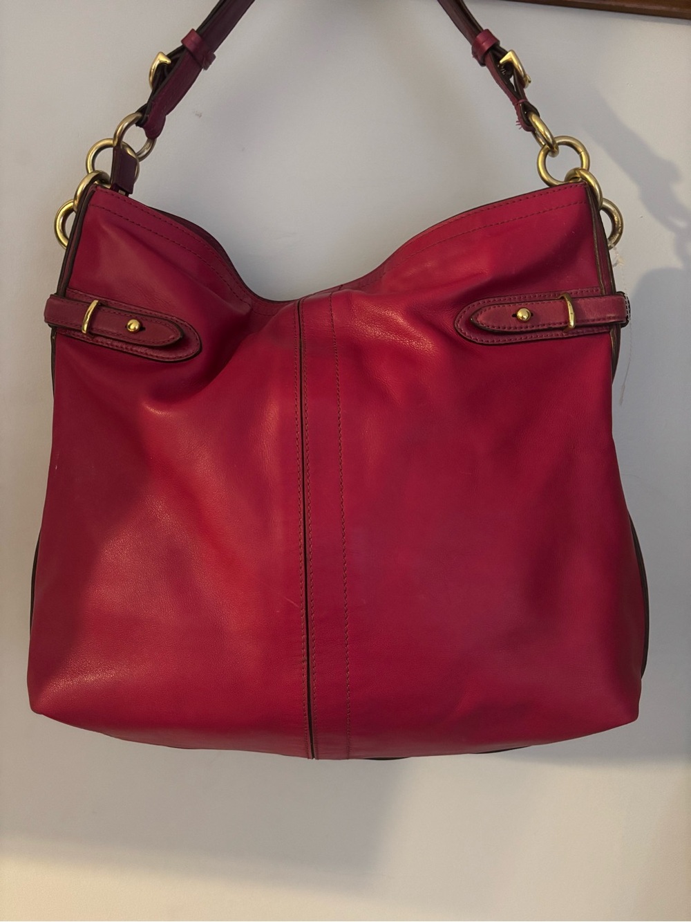 Coach Red Leather Shoulder Bag with Gold Hardware - Picture 8 of 9